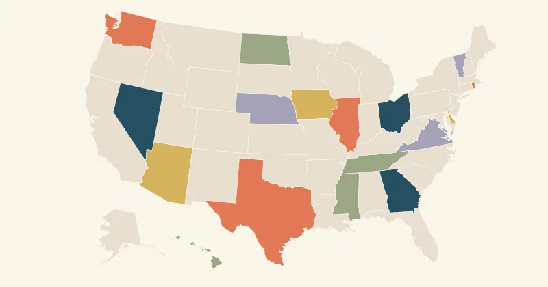 Example usa map with custom region colours